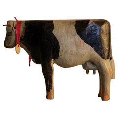 Vintage Swiss alp wood cows toys circa 1930