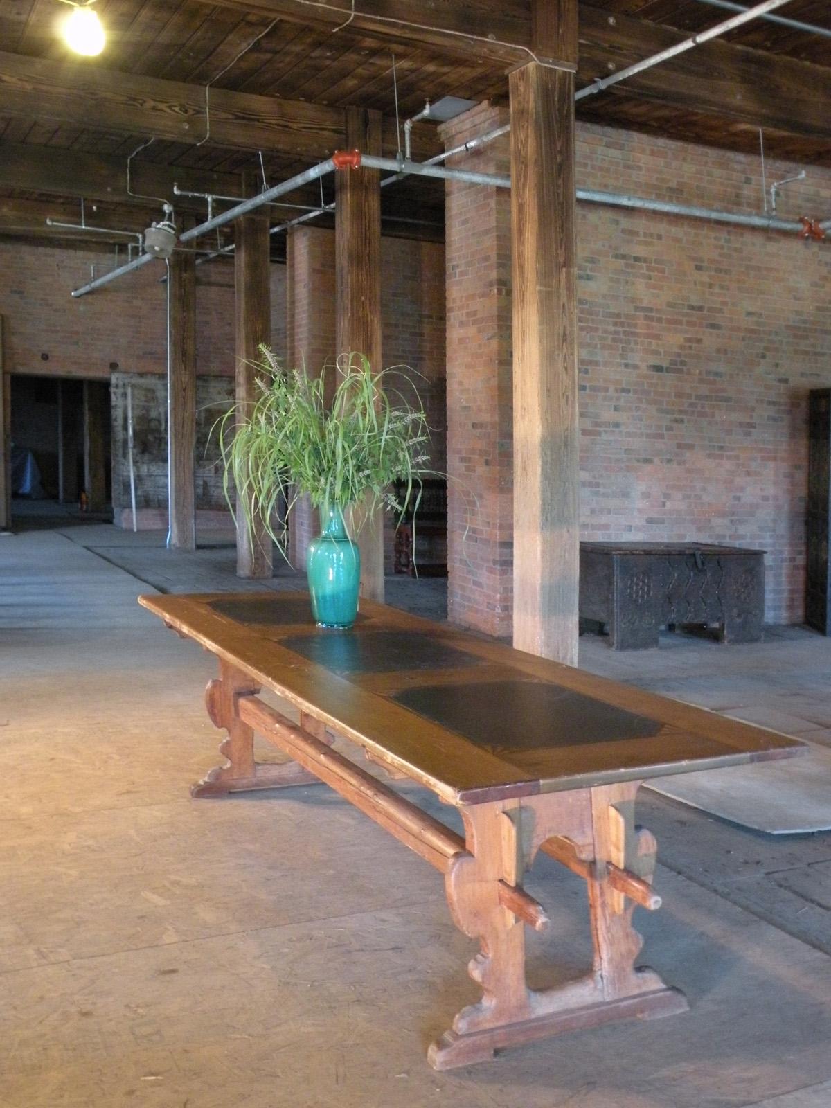 dining table with slate inlay