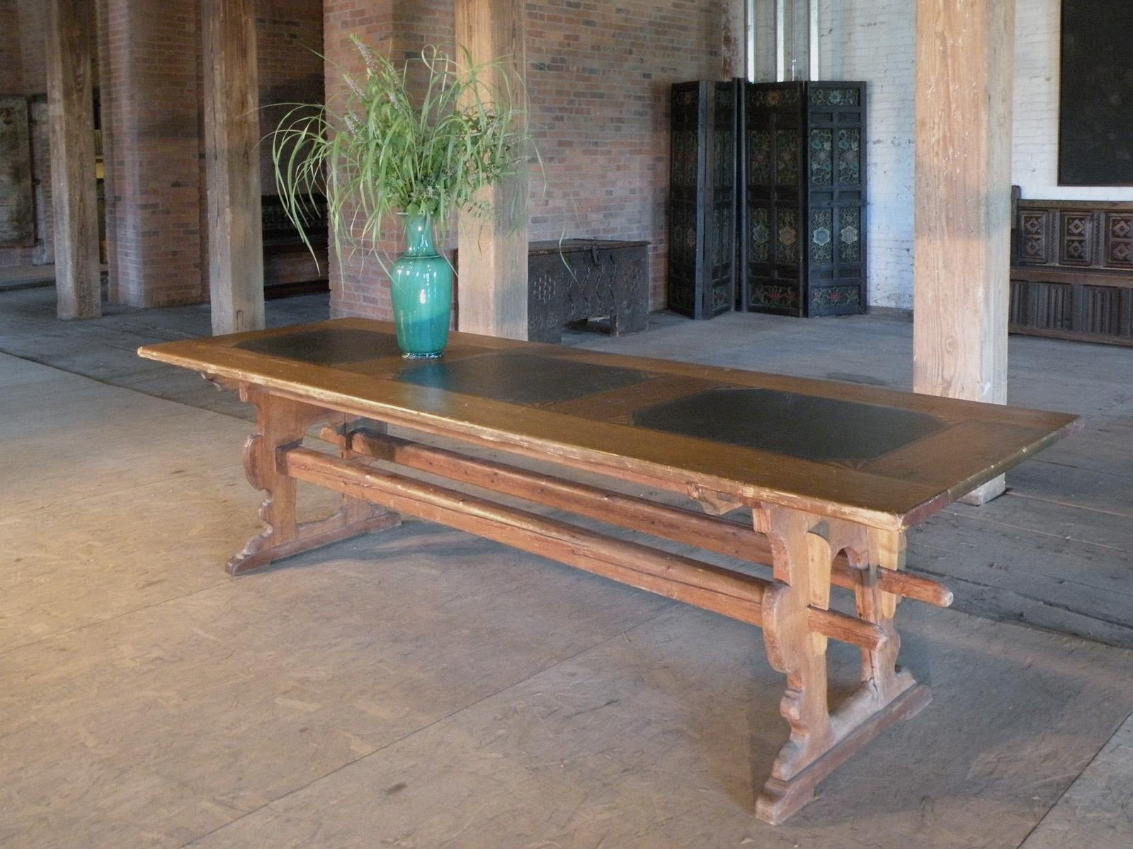 dining table with slate inlay