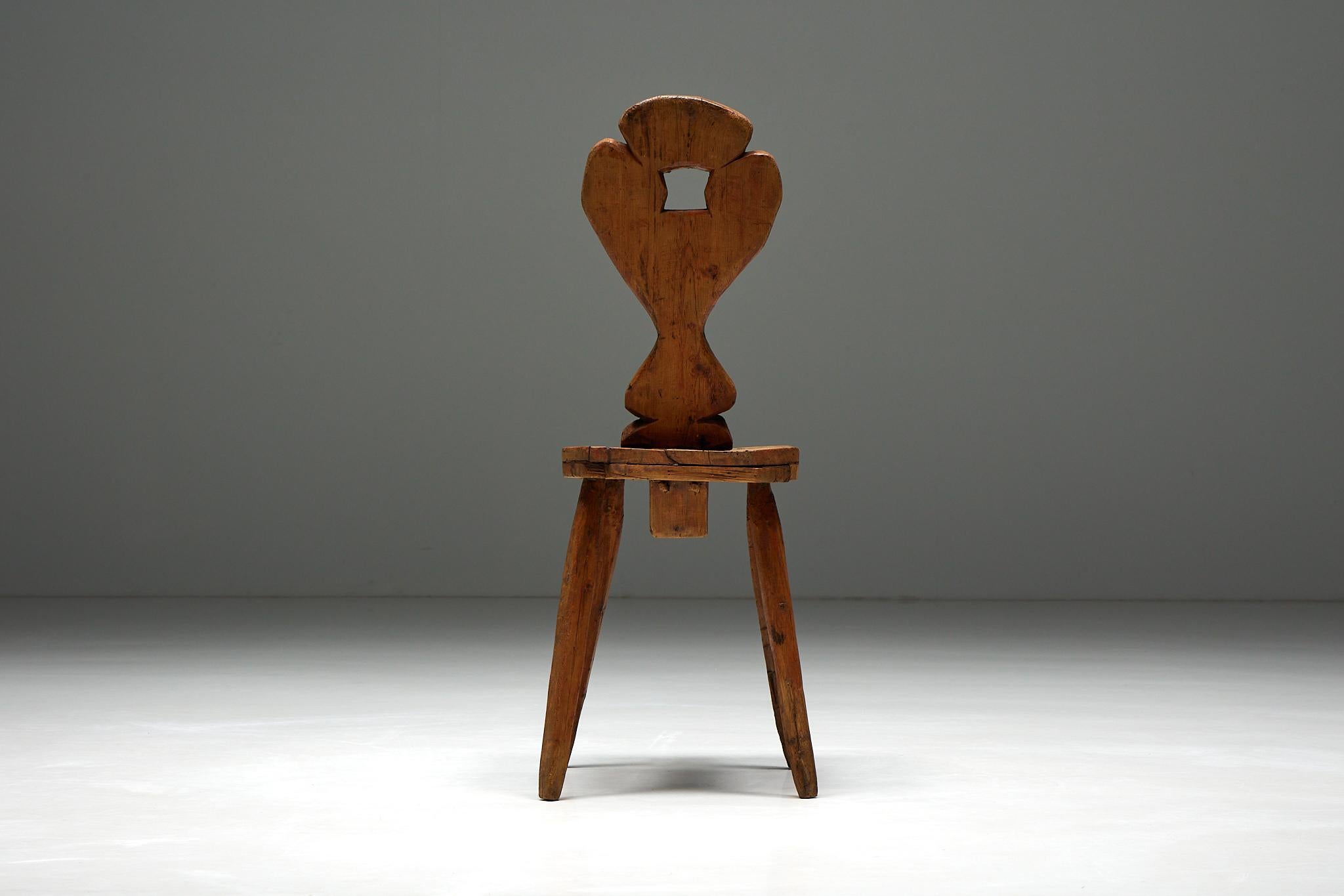 Swiss Alpine Folk Art Chair, 19th Century In Excellent Condition In Antwerp, BE