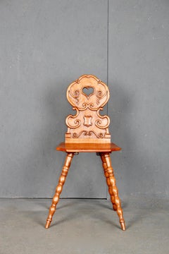 Swiss Alpine Folk Art Escabelle Dated 1922 A7