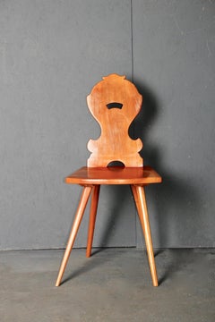 Swiss Alpine Folk Art Escabelle from Verbier Village A 29