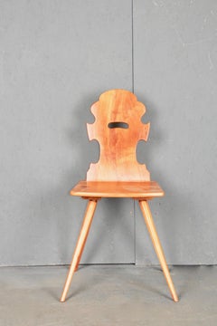 Swiss Alpine Folk Art Escabelle from Verbier Village a 30