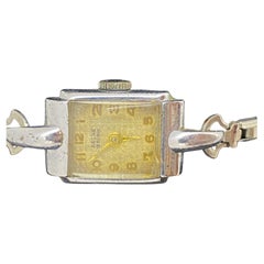 Montre de cocktail pour dames Swiss Ancre 15 Rubis Manual Rectangle Retro c1950's