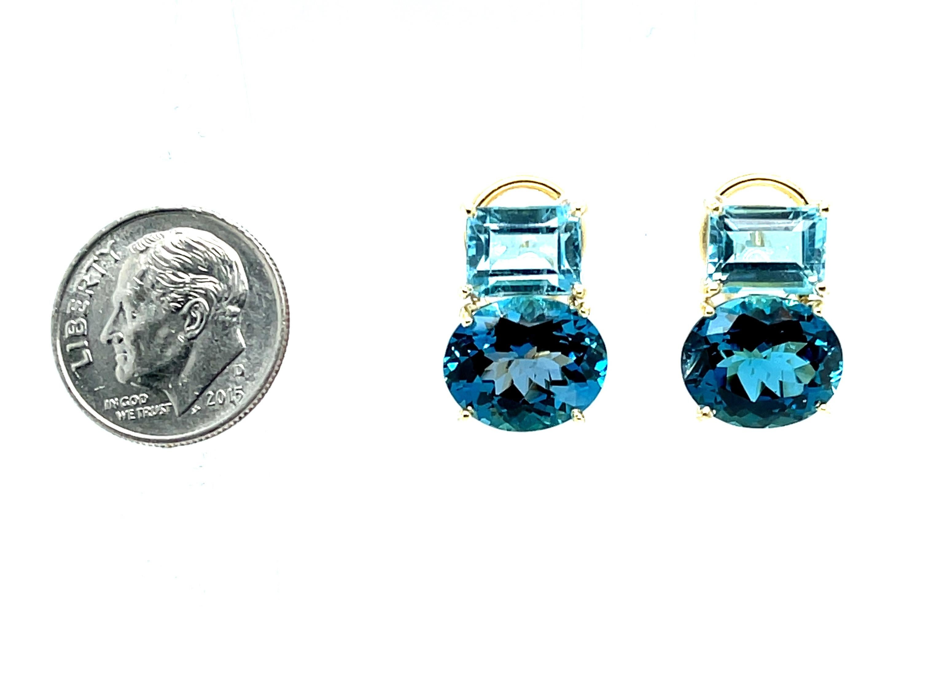 Schweizer und himmelblauer Topas-Ohrringe aus 18 Karat Gelbgold mit französischen Clips 1