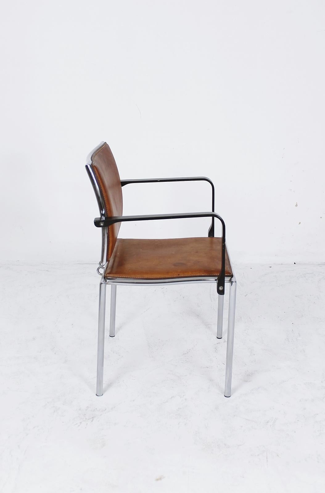 Swiss Armchair Quadro Steel by Bruno Rey & Charles Polin for Dietiker, 1990s In Fair Condition For Sale In Debrecen-Pallag, HU