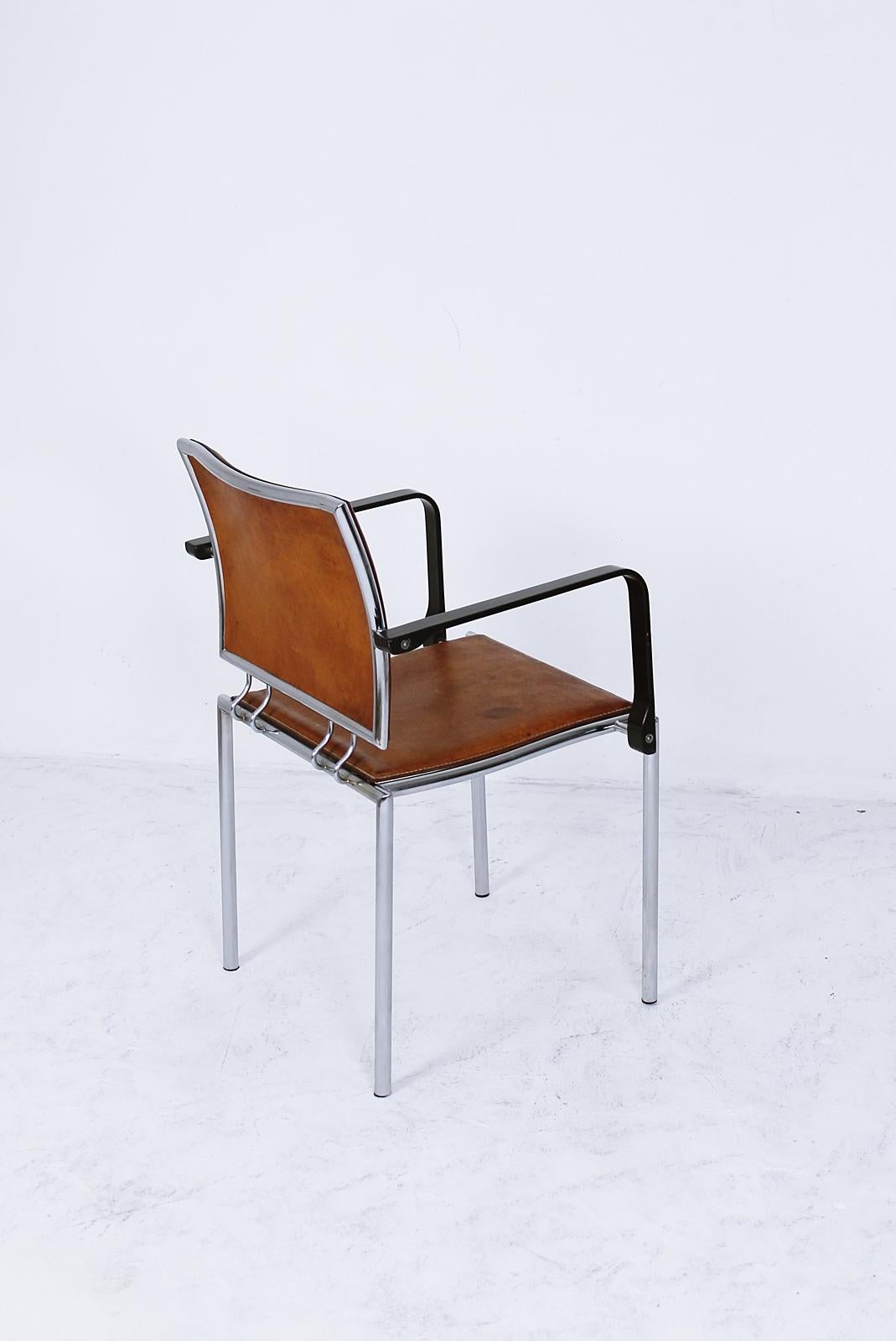 Late 20th Century Swiss Armchair Quadro Steel by Bruno Rey & Charles Polin for Dietiker, 1990s For Sale
