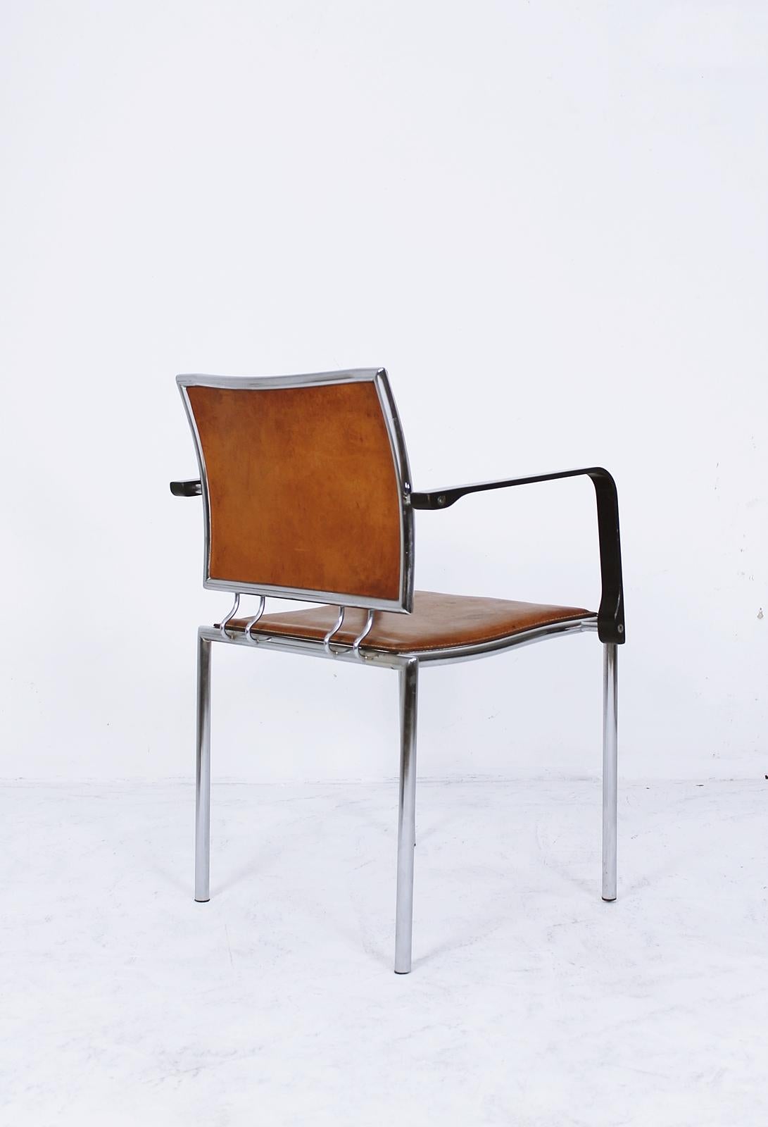 Swiss Armchair Quadro Steel by Bruno Rey & Charles Polin for Dietiker, 1990s For Sale 1