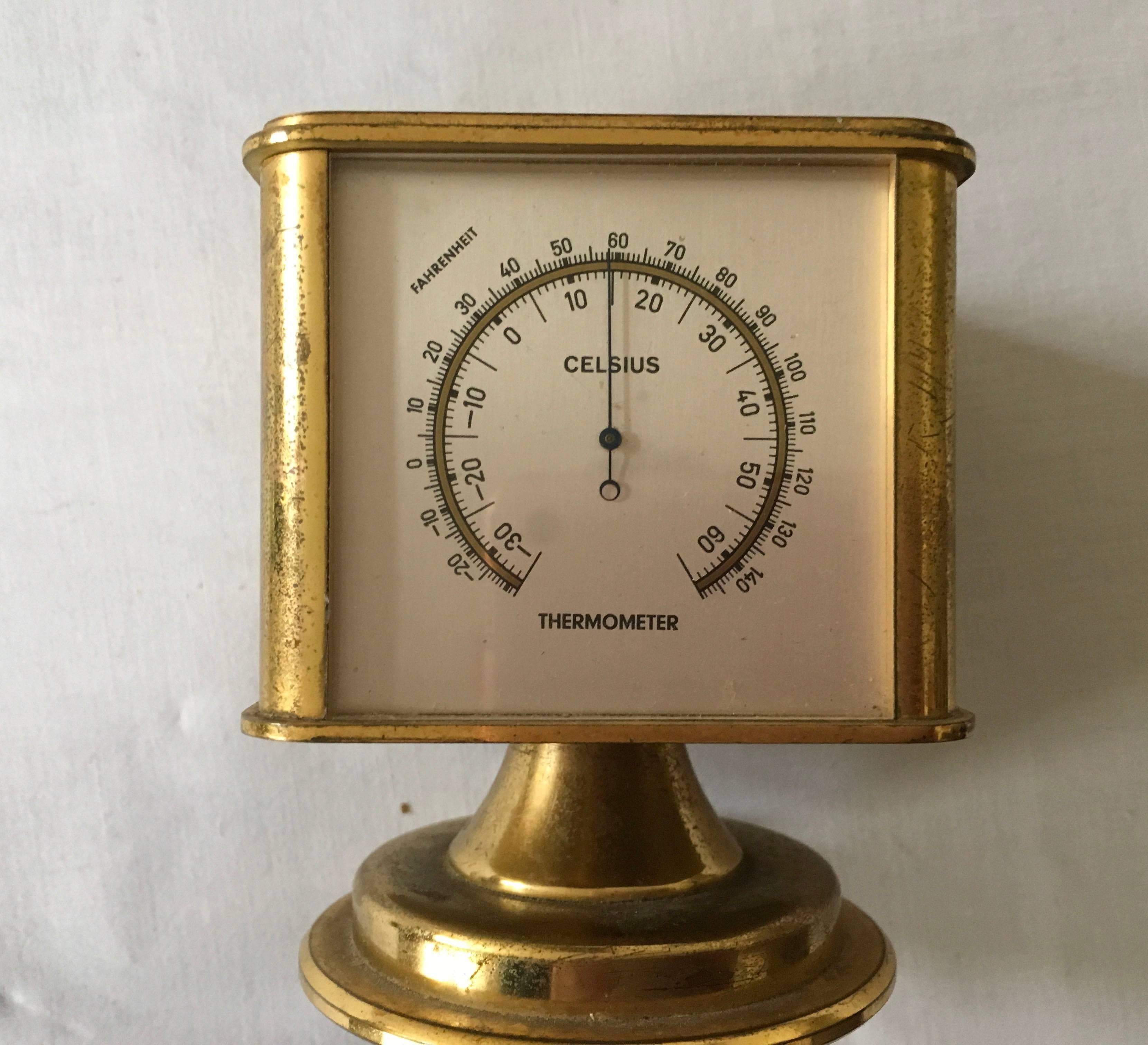 Swiss Art Deco Brass Angelus Meteo Desk Clock Weather Station 1