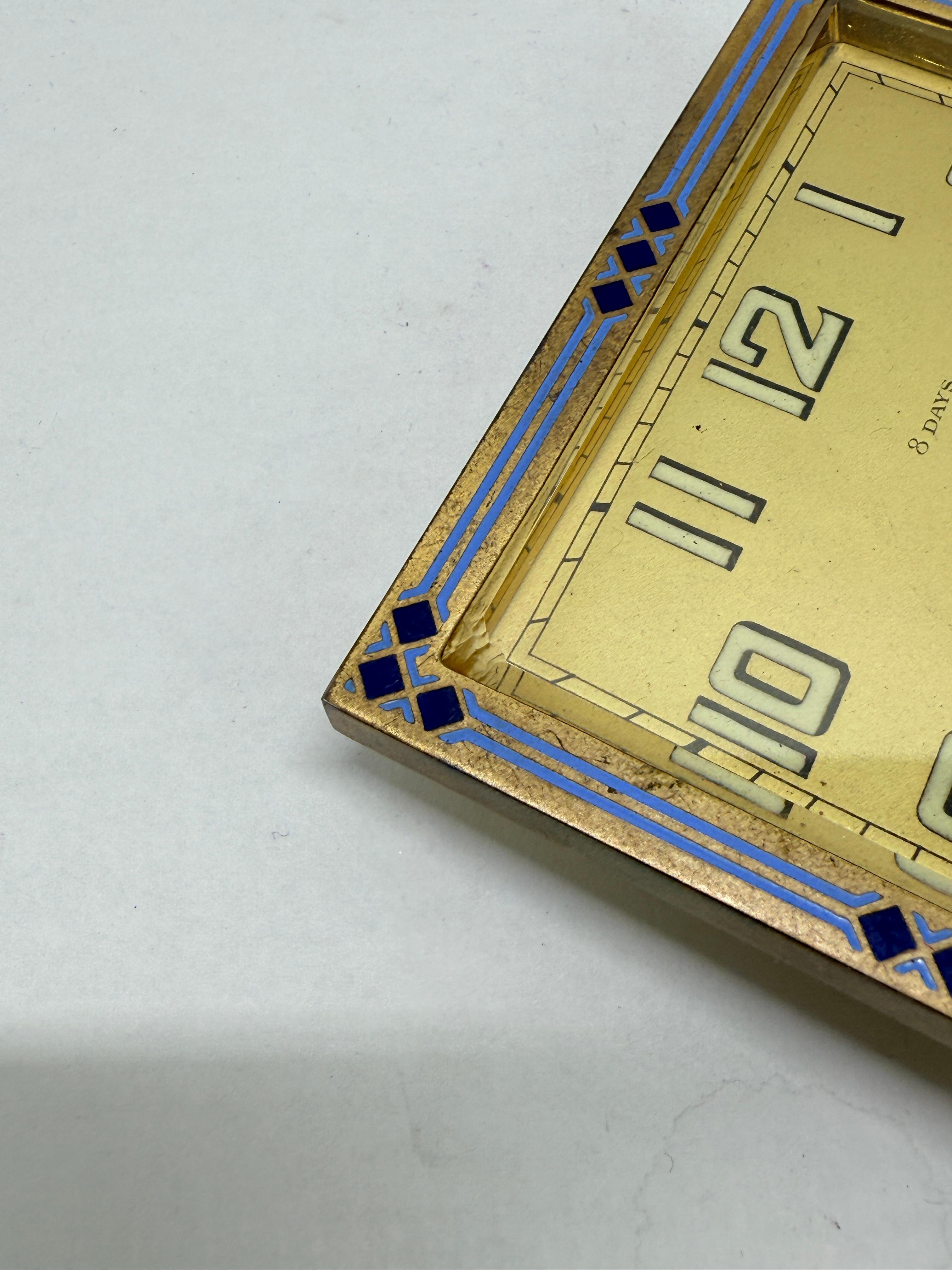 Swiss Art Deco Enamel-Border 8-Day Desk Clock, c. 1925–1935 *Luminescence* For Sale 6