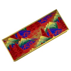 Swiss Art Deco Psychedelic Fabric Glove Box Jewelry Casket with Alpine Landscape