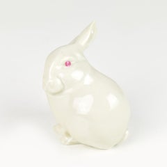 Figurina di coniglio in porcellana svizzera Art Deco di Marcel Edouard-Marcel Sandoz per Langenthal