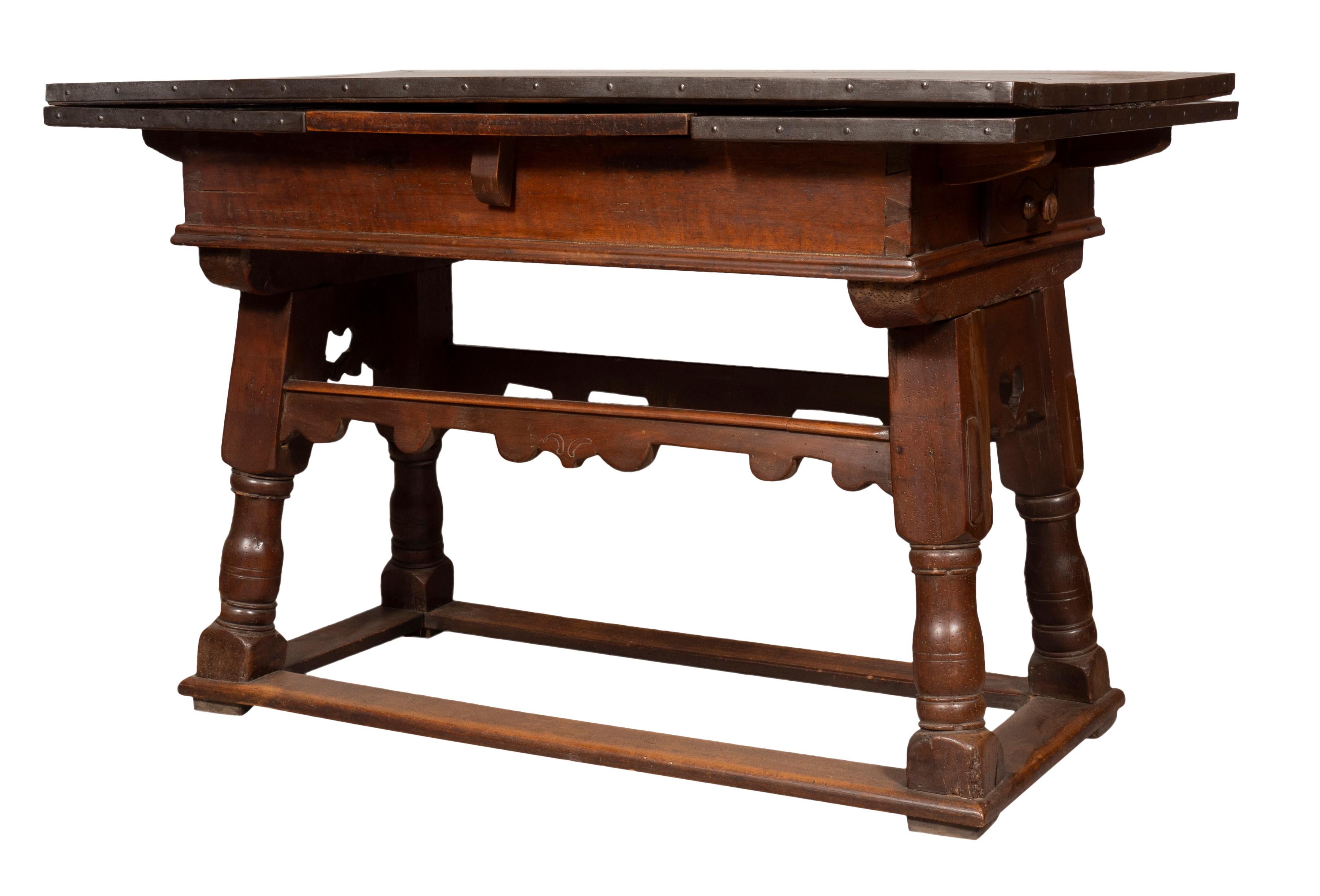 Swiss Baroque Walnut Draw Table For Sale 5