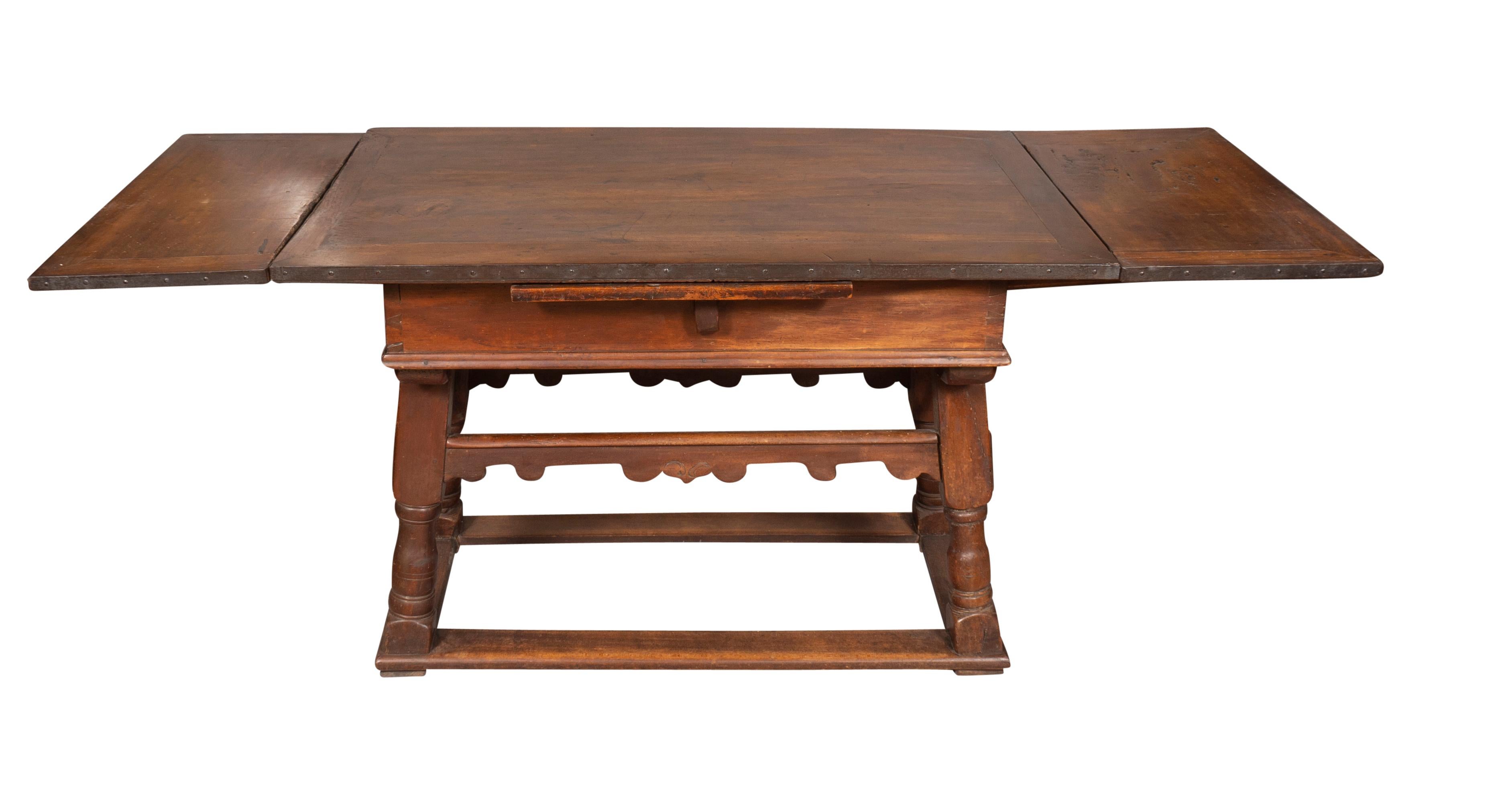 Swiss Baroque Walnut Draw Table For Sale 6