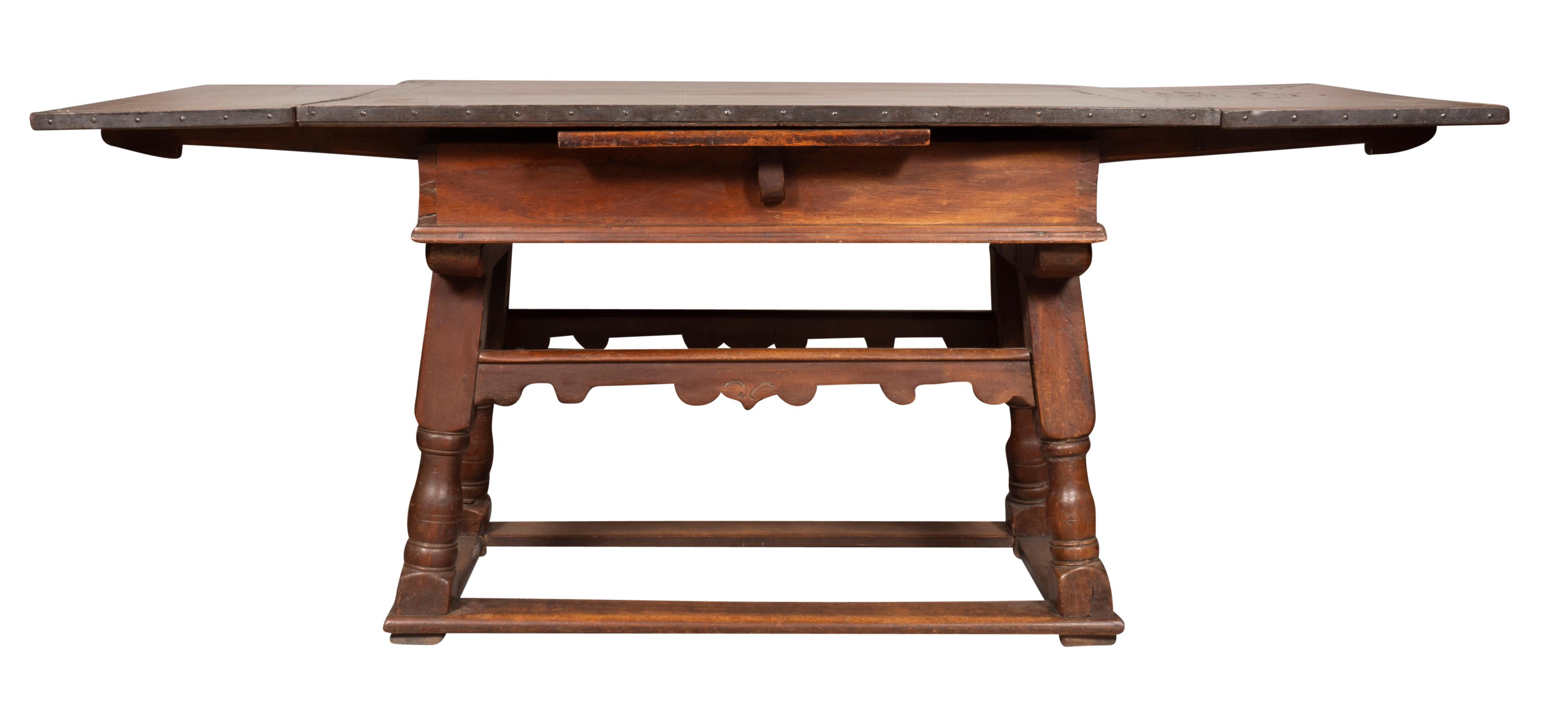 Swiss Baroque Walnut Draw Table For Sale 7