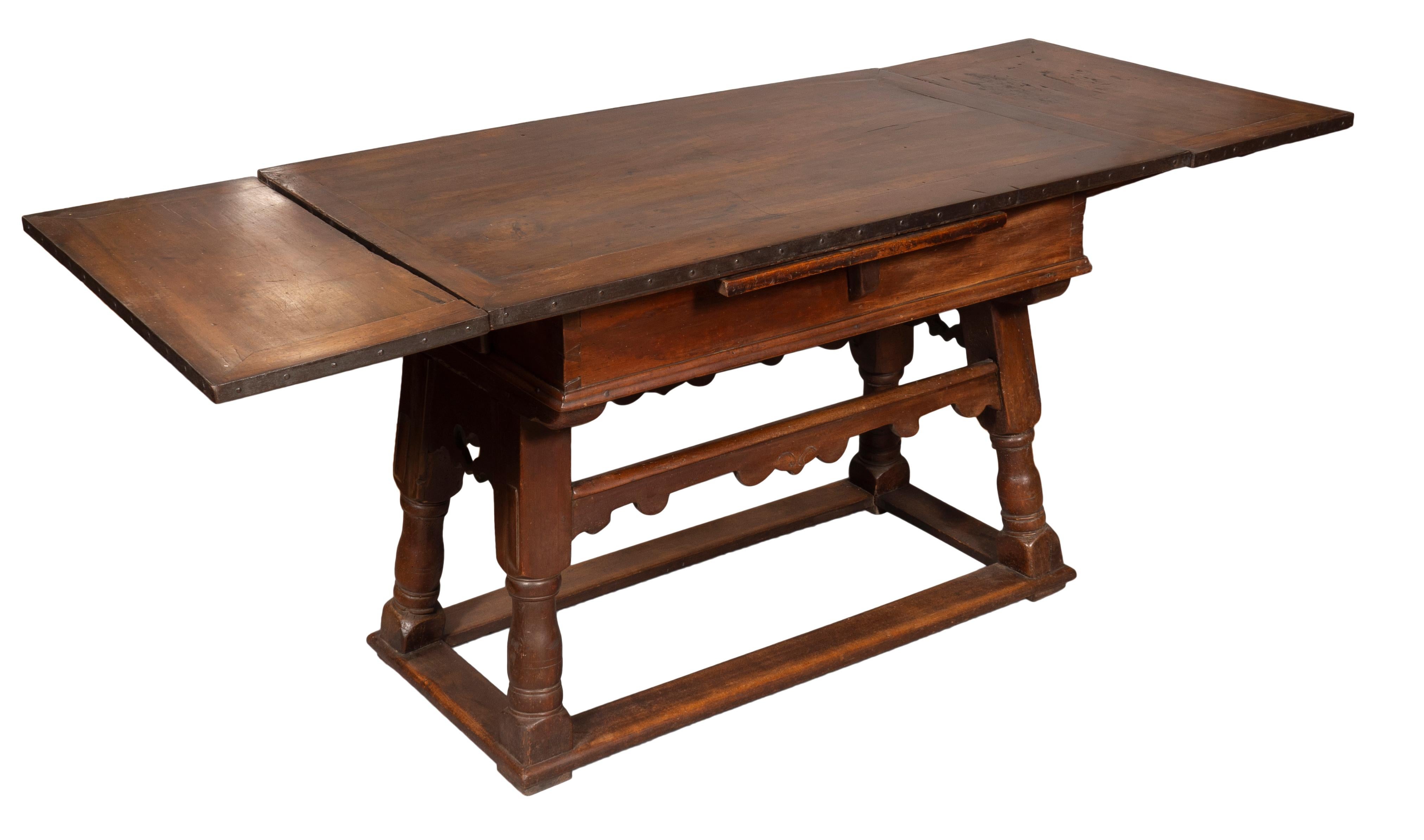 Swiss Baroque Walnut Draw Table For Sale 8