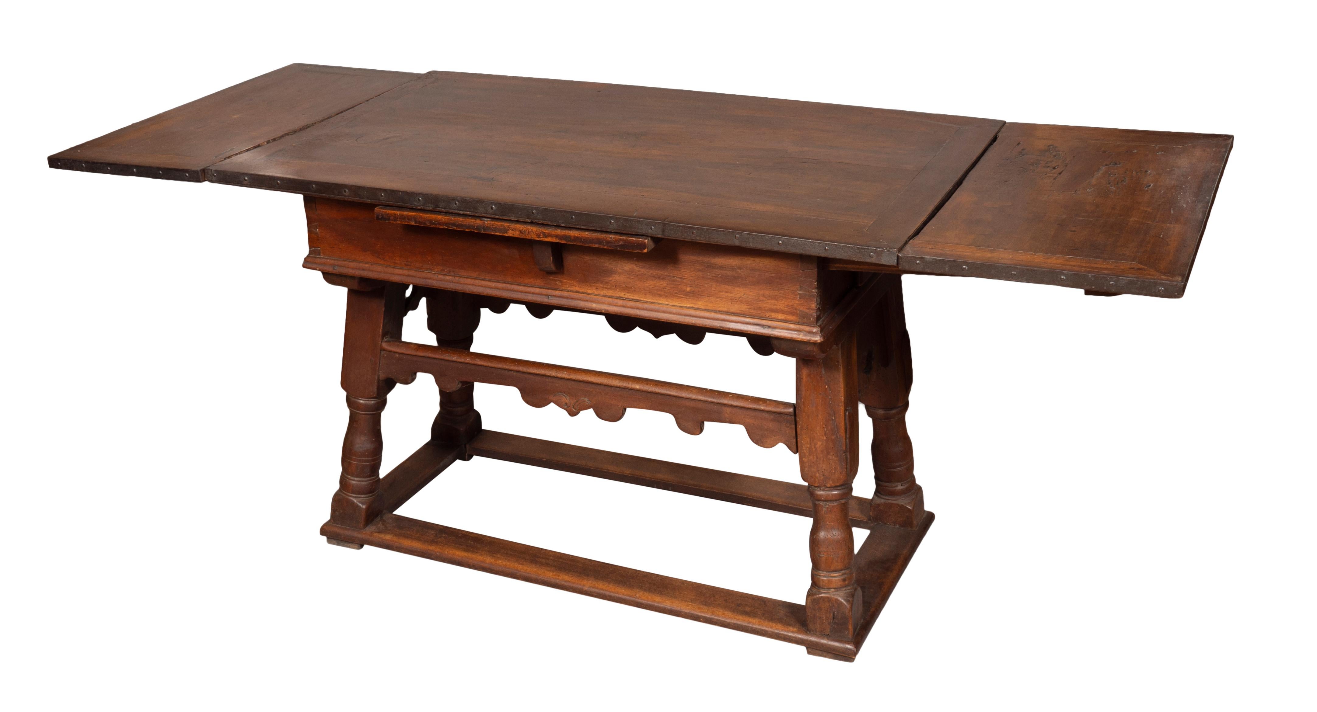 Swiss Baroque Walnut Draw Table For Sale 9