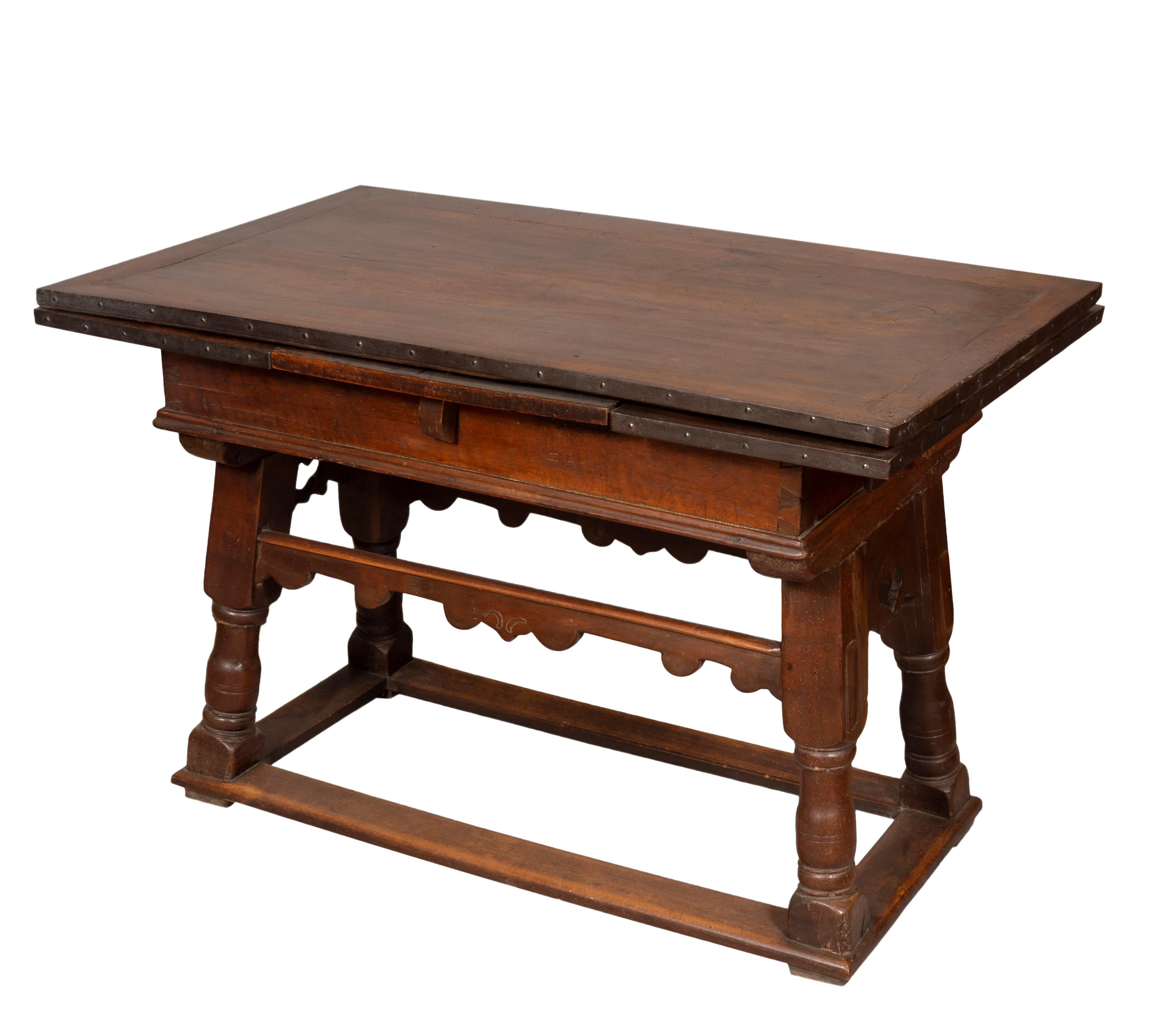Swiss Baroque Walnut Draw Table For Sale 4