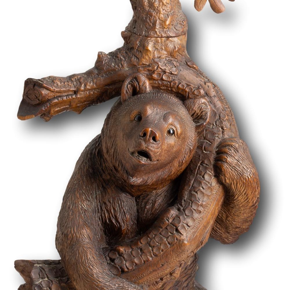 Miroir de table sculpté à la main par un ours de Black Forest suisse en vente 2
