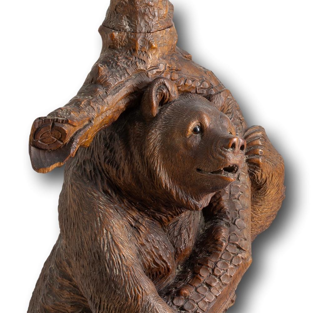 Miroir de table sculpté à la main par un ours de Black Forest suisse en vente 3