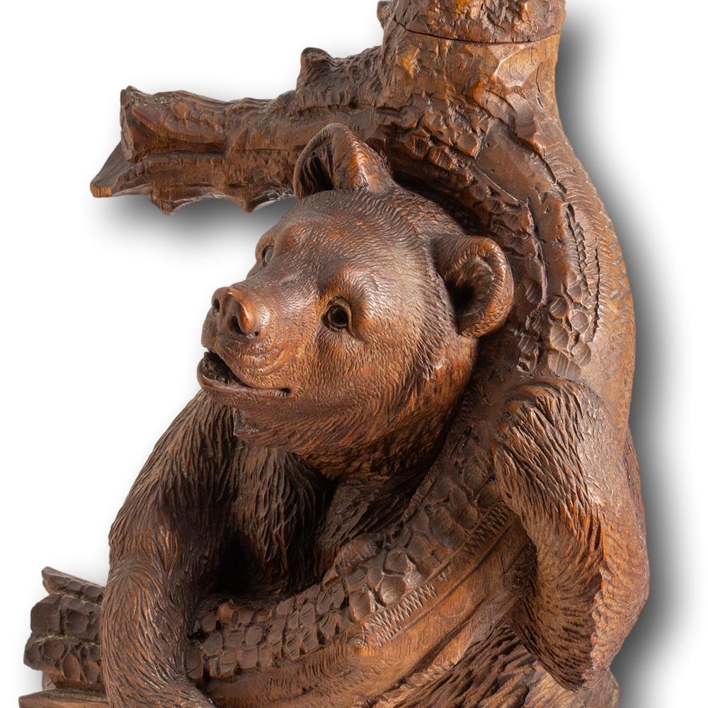 Miroir de table sculpté à la main par un ours de Black Forest suisse en vente 4