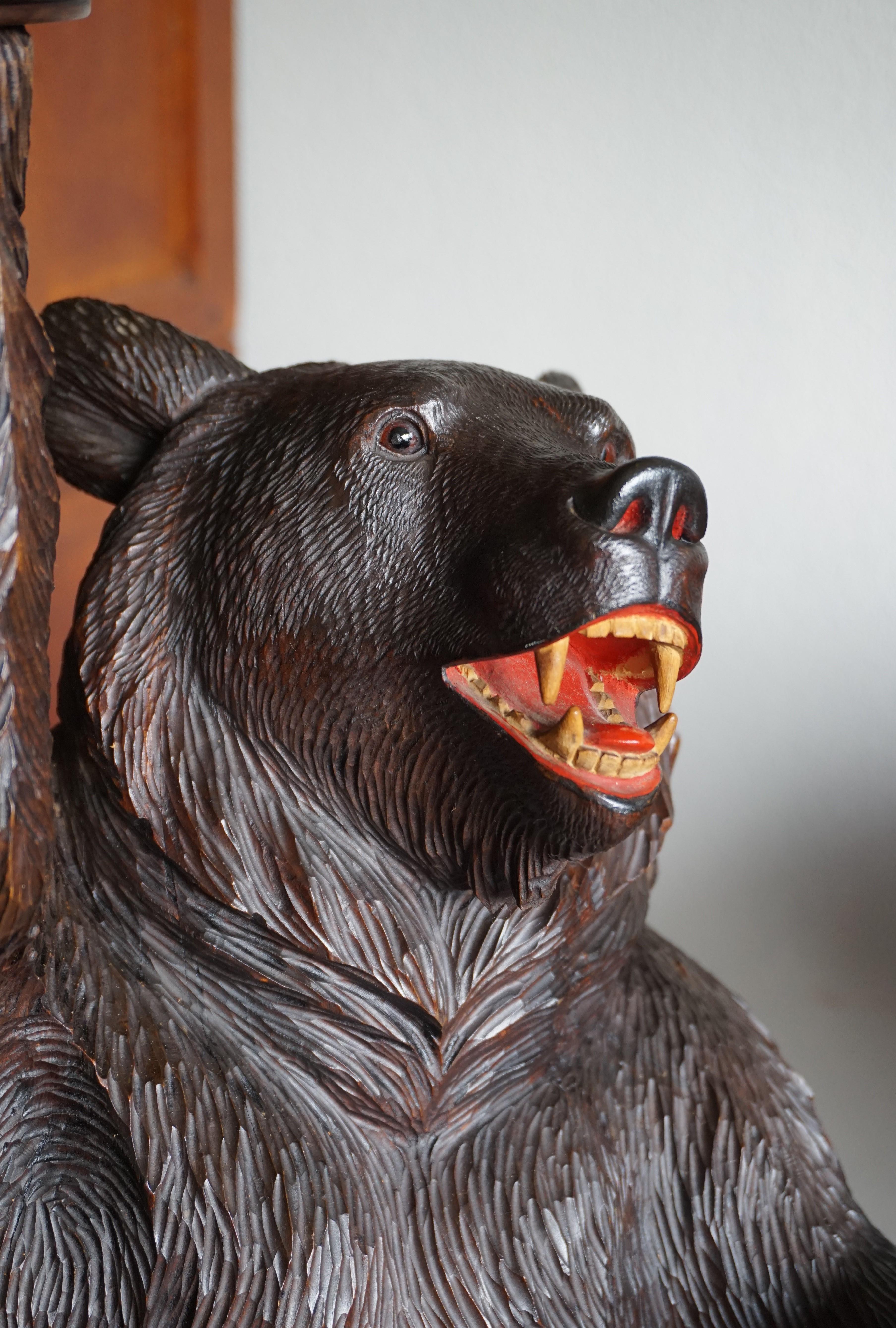 Swiss Black Forest Brienz Carved Bear Sculpture Serving Table / Display Stand 4
