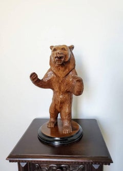 Swiss Black Forest Carved & Lacquered Bear Statue