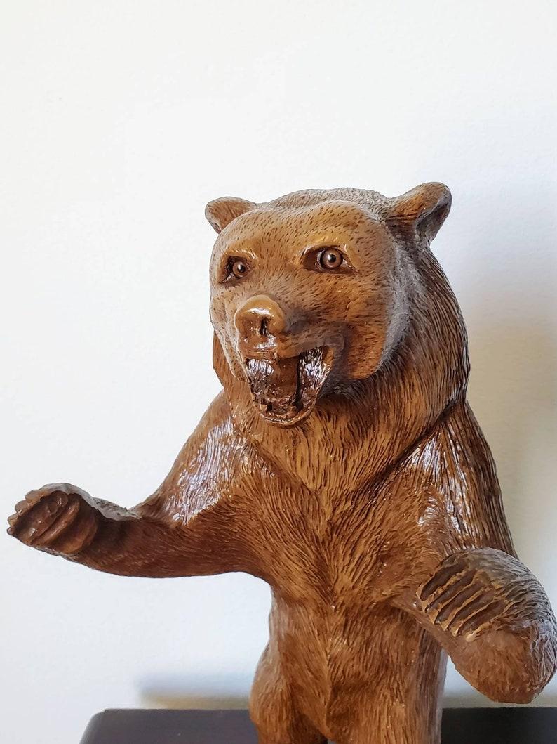 Swiss Black Forest Carved & Lacquered Bear Statue In Good Condition For Sale In Forney, TX