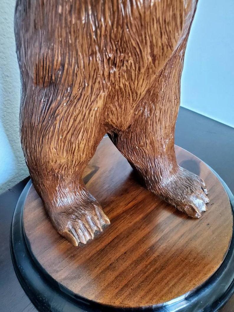 Glass Swiss Black Forest Carved & Lacquered Bear Statue For Sale