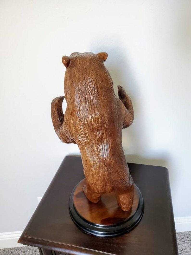Glass Swiss Black Forest Carved & Lacquered Bear Statue For Sale