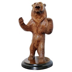 Swiss Black Forest Carved & Lacquered Bear Statue