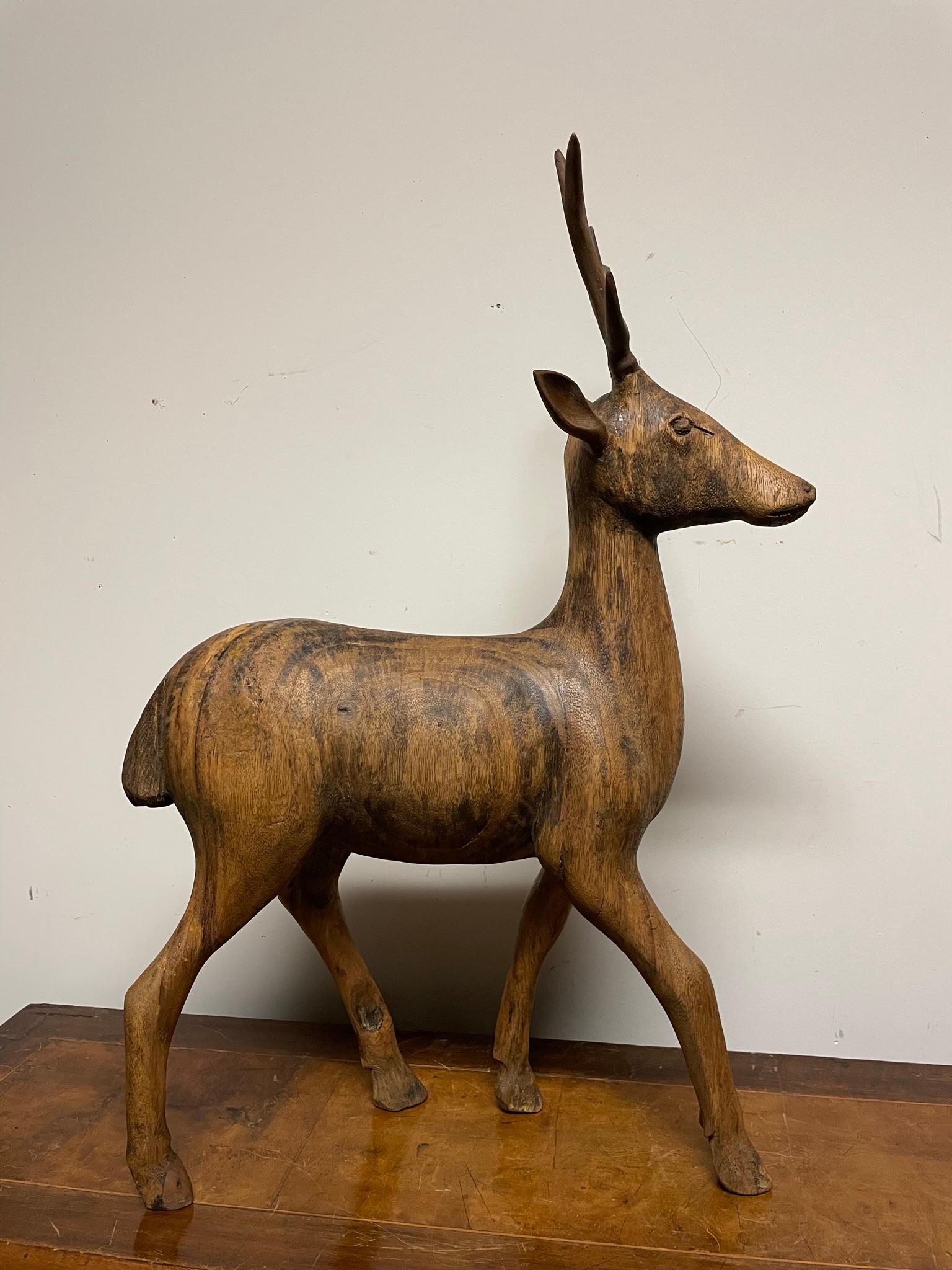 Swiss Black Forest Carved Walnut Stag, Circa 1900 For Sale 7