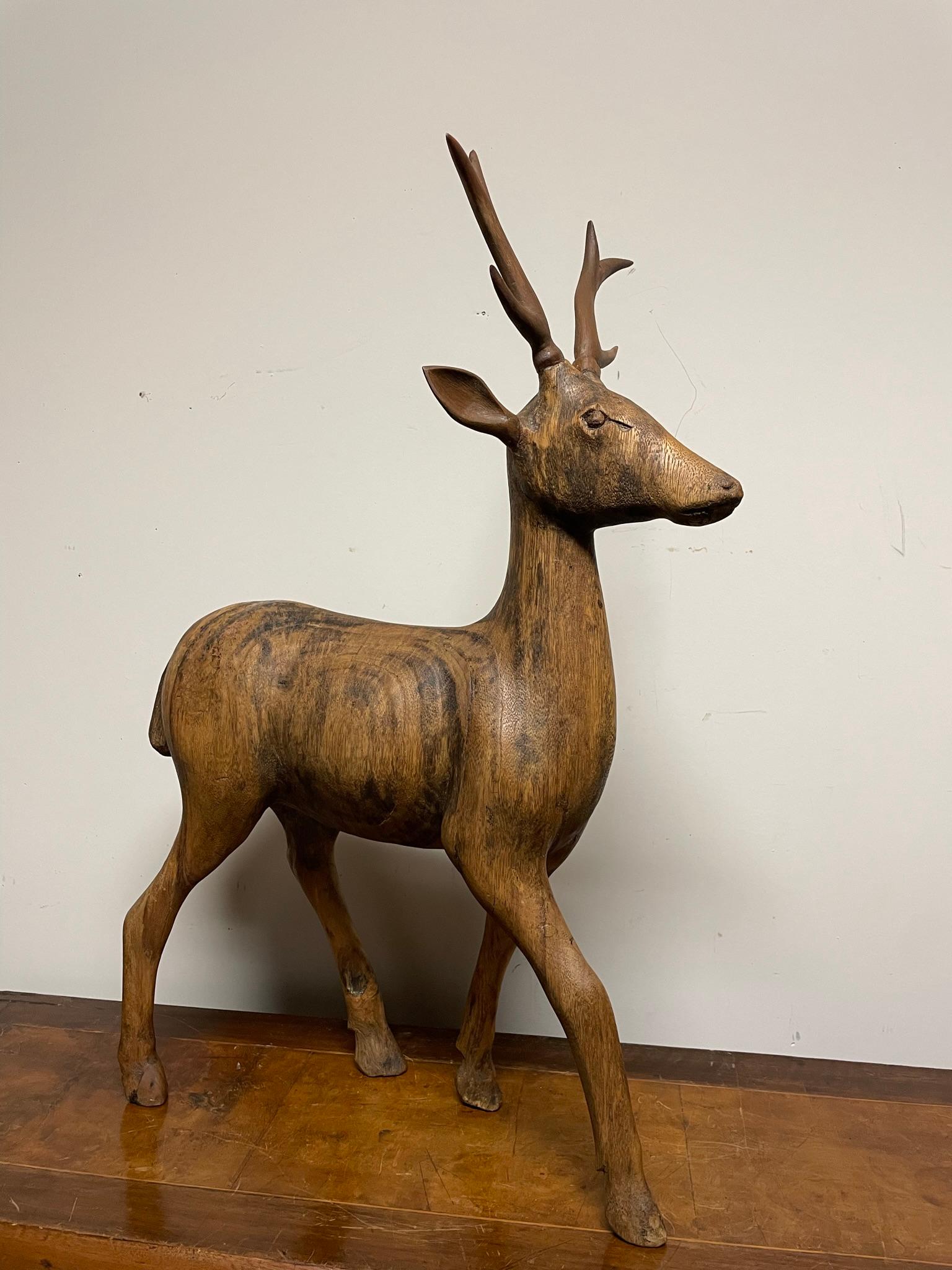 Swiss Black Forest Carved Walnut Stag, Circa 1900 For Sale 8
