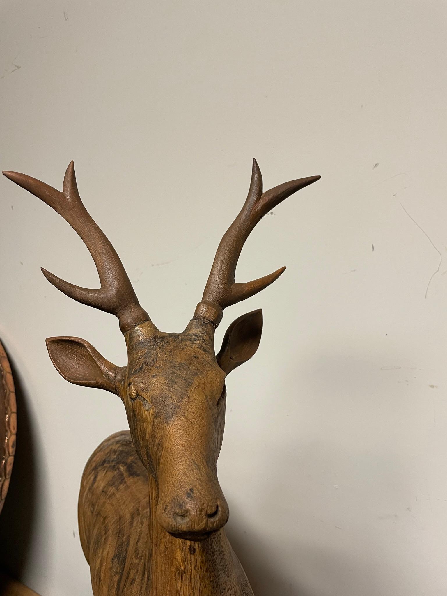 Swiss Black Forest Carved Walnut Stag, Circa 1900 For Sale 10