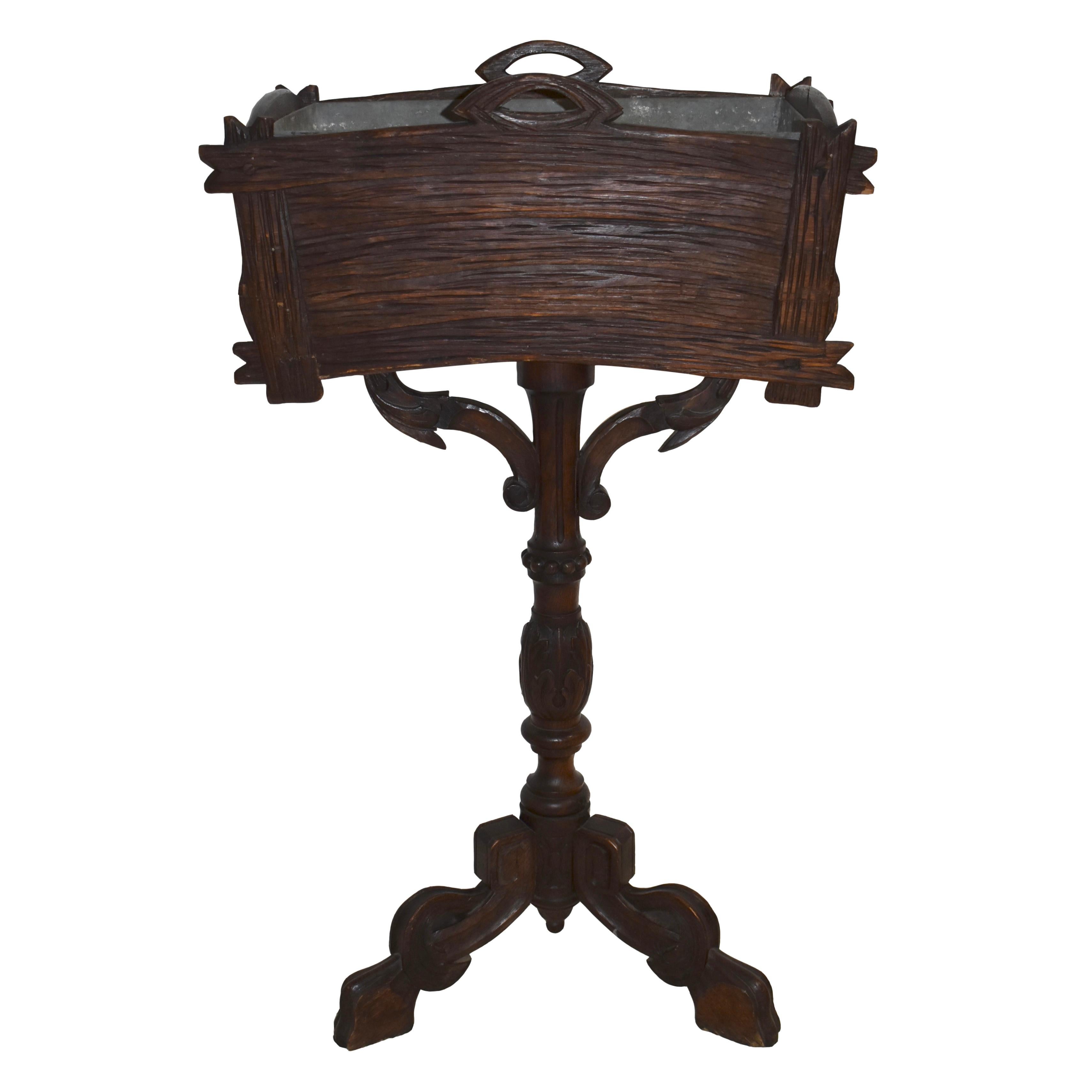 19th Century Swiss Black Forest Carved Wooden Planter Box/Jardinière, circa 1880 For Sale