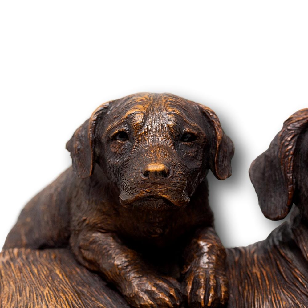 Carved Swiss Black Forest Dog Group Walter Mader (attributed) For Sale