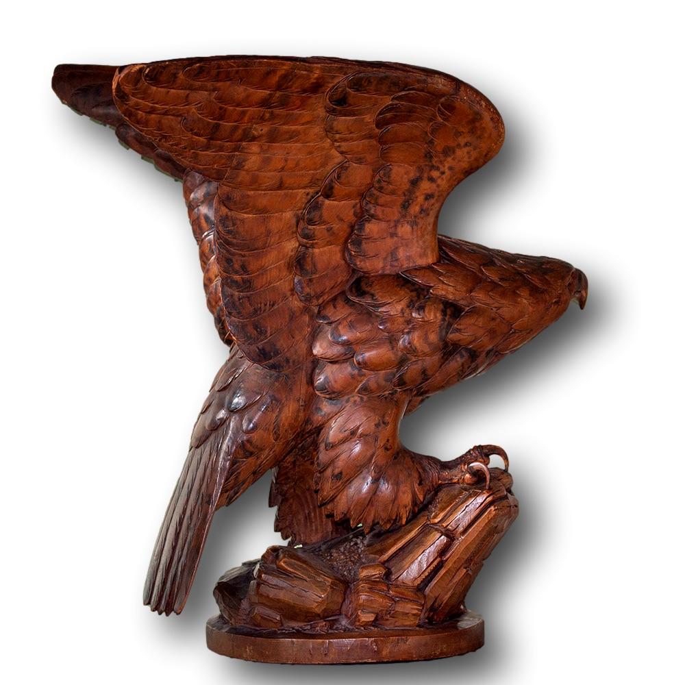 Swiss Black Forest Eagle Carving 'Taking Flight' In Good Condition For Sale In Newark, England
