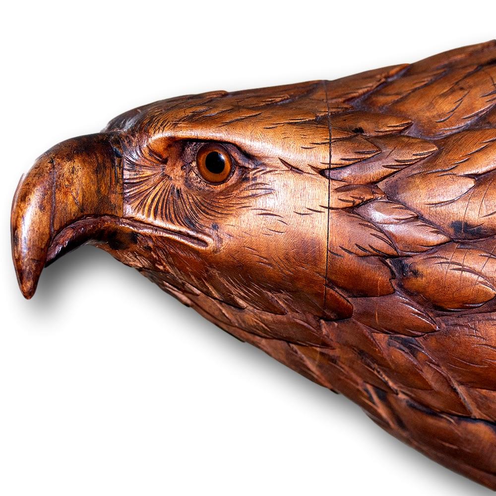 Wood Swiss Black Forest Eagle Carving 'Taking Flight' For Sale