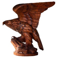 Antique Swiss Black Forest Eagle Carving 'Taking Flight'