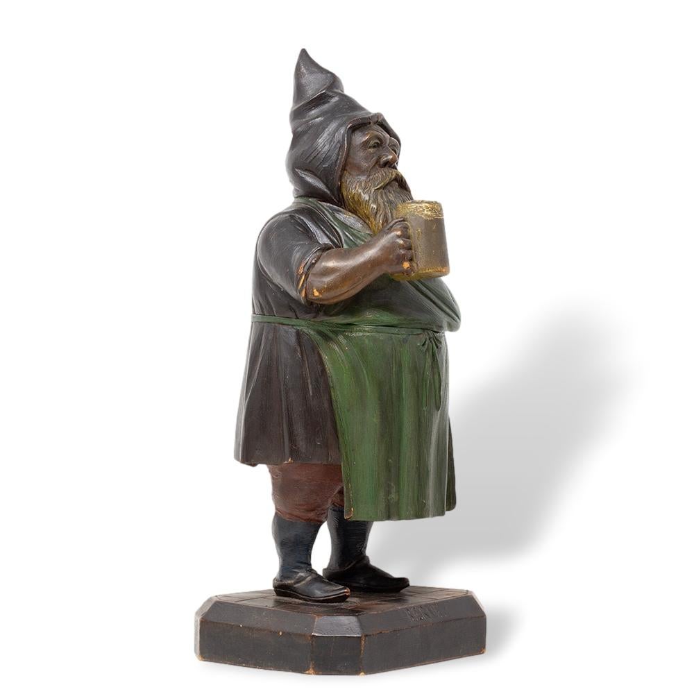 Swiss Black Forest Gnome Tobacco Jar For Sale 4
