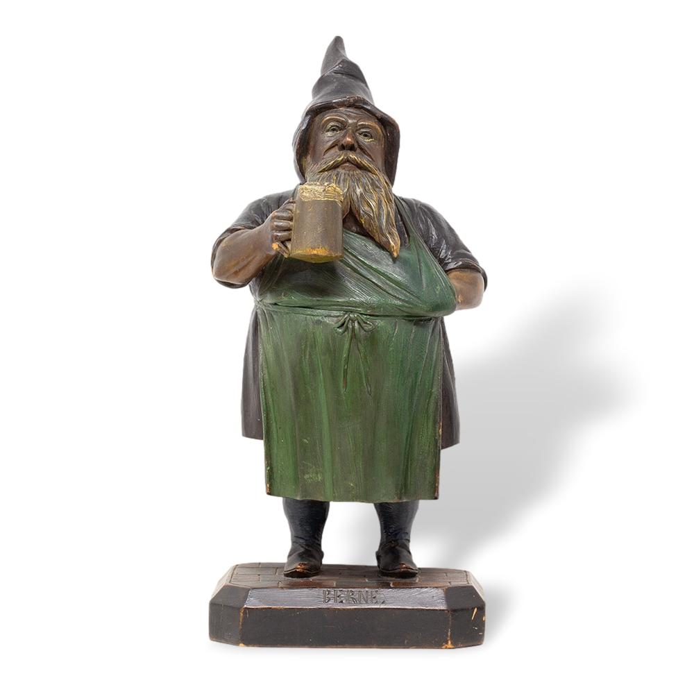 Hand-Carved Swiss Black Forest Gnome Tobacco Jar For Sale