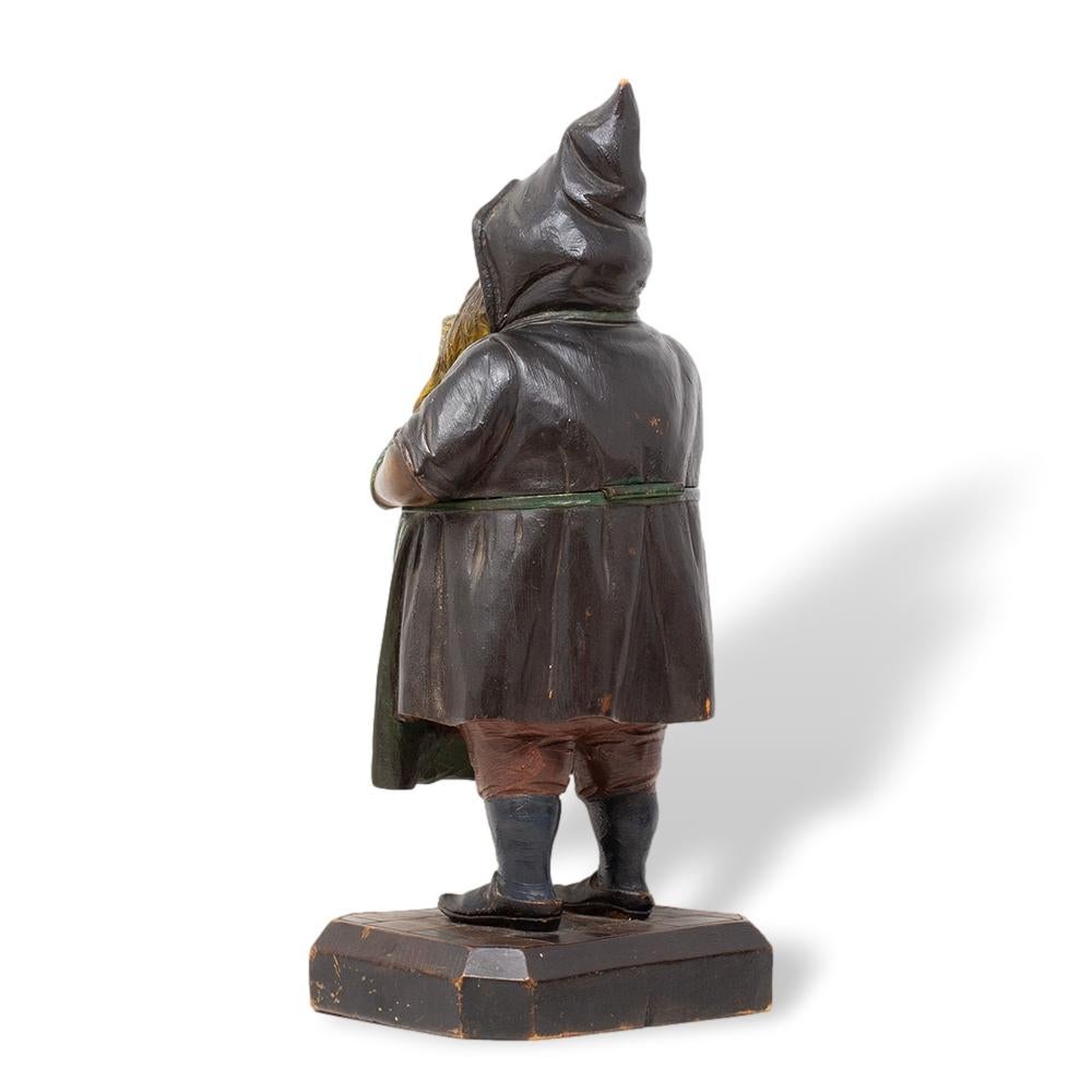 Wood Swiss Black Forest Gnome Tobacco Jar For Sale