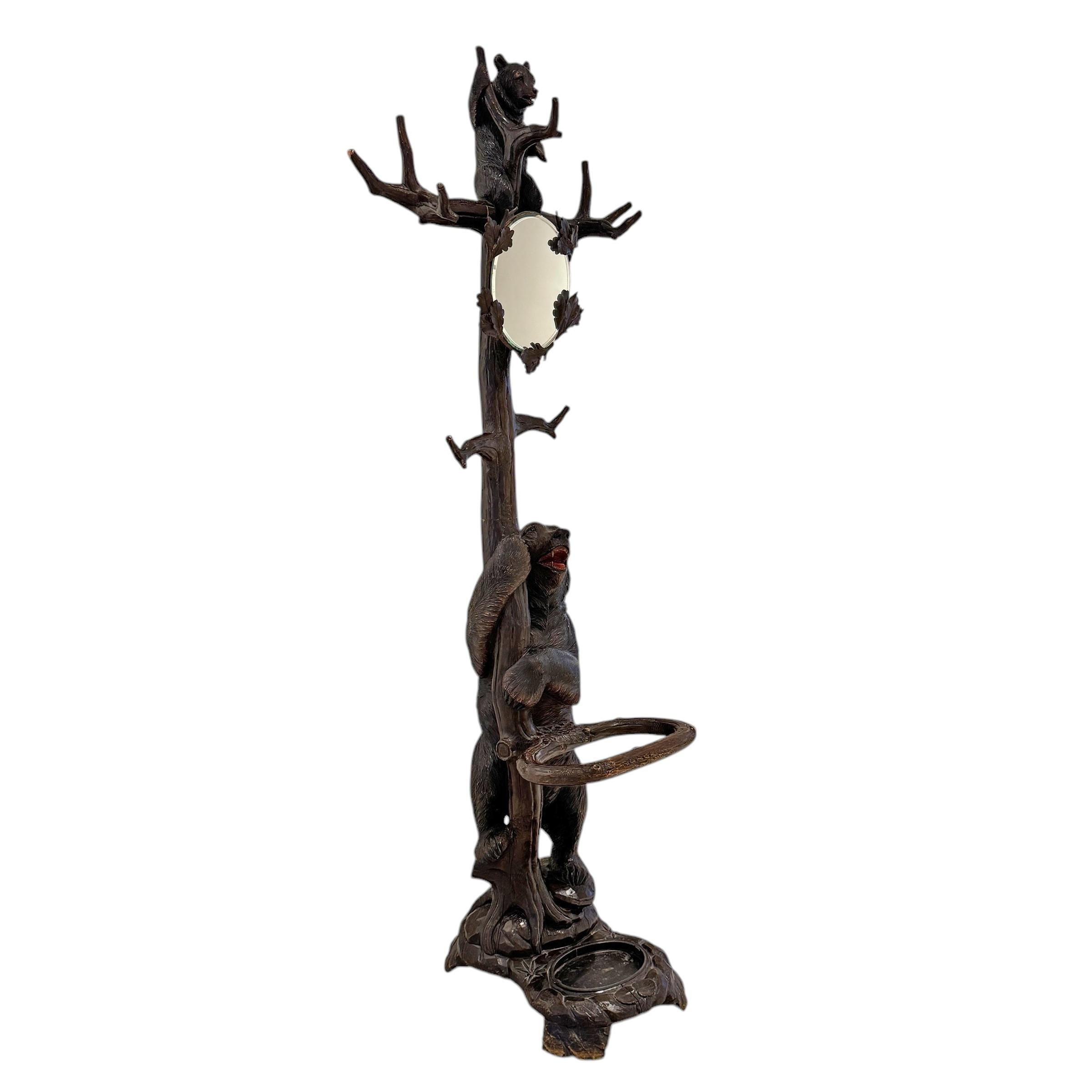 Suisse Swiss Black Forest Hall Tree by Seilar-Brawant, c. 1900 en vente