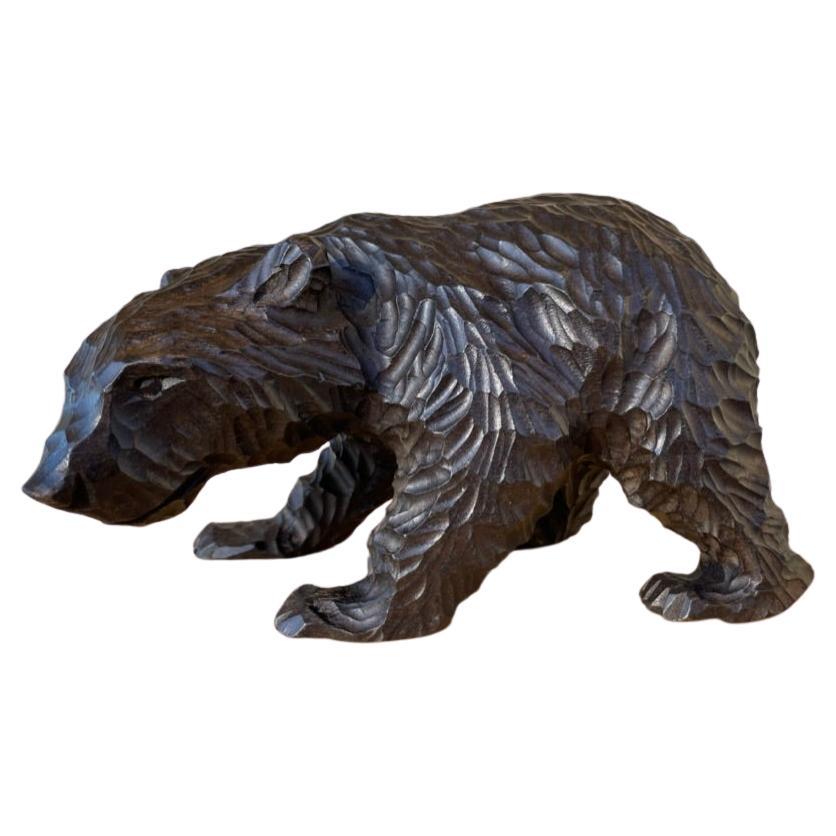 Swiss Black Forest Hand Carved Bear, circa 1900 For Sale