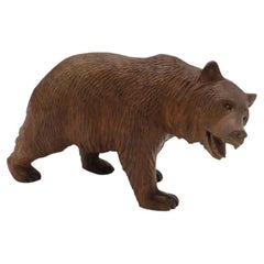 Swiss Black Forest Hand Carved Bear Made from Limewood, Circa 1900