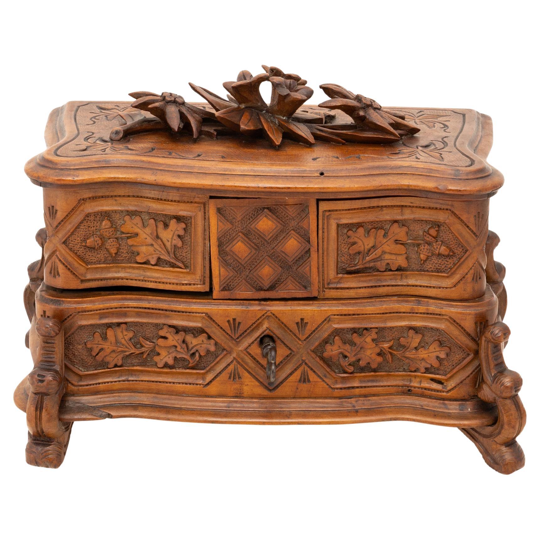 Swiss Black Forest Hand-Carved Jewelry Box