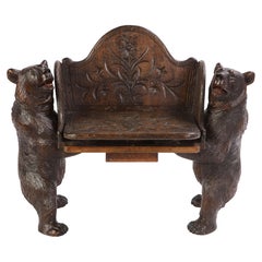 Swiss 'Black Forest' Miniature Bench, Early 20th Century