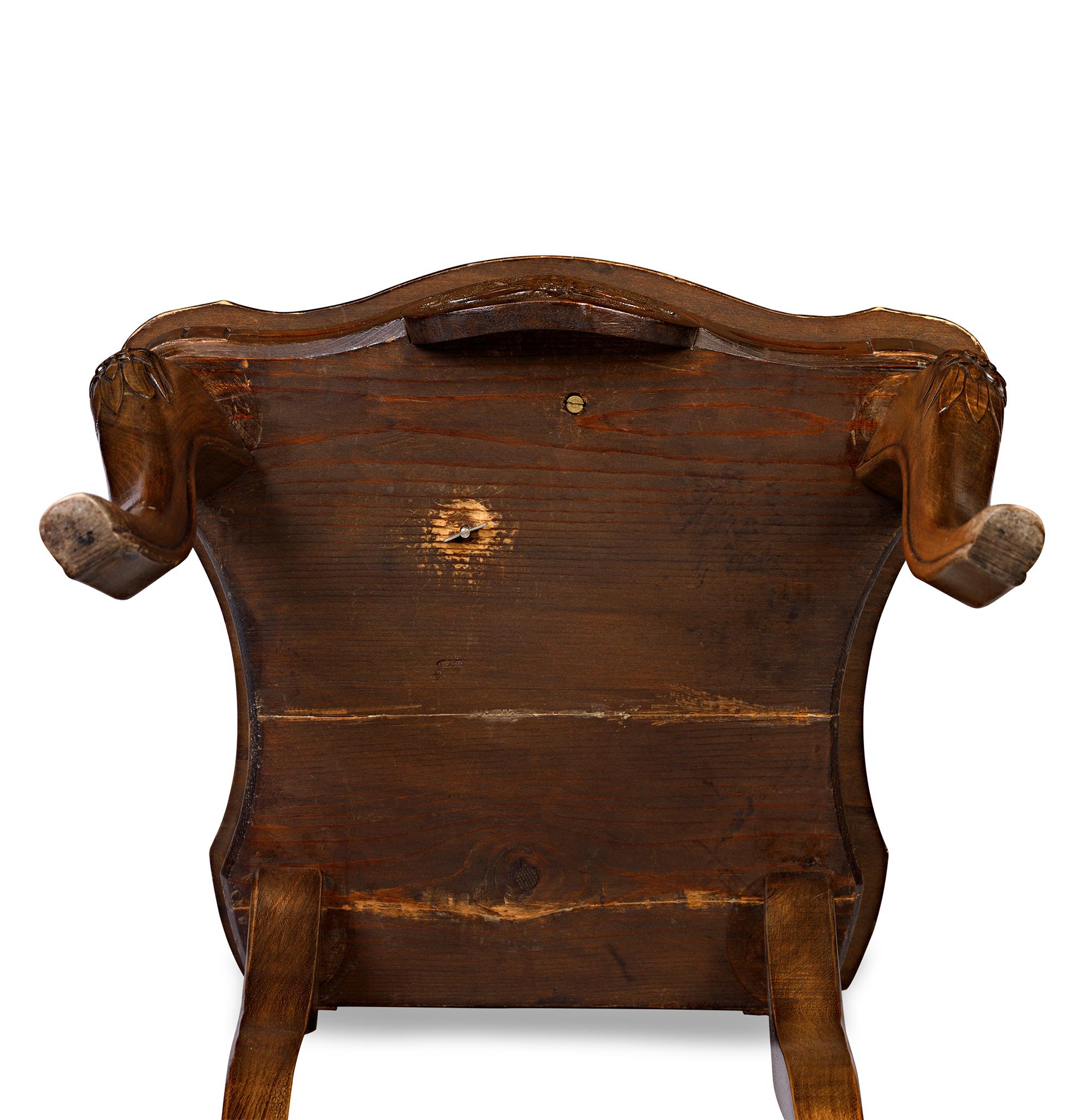 Walnut Swiss Black Forest Musical Chair For Sale