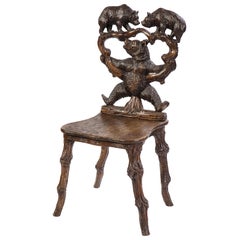 Swiss' Black Forest Side Chair, Early 20th Century