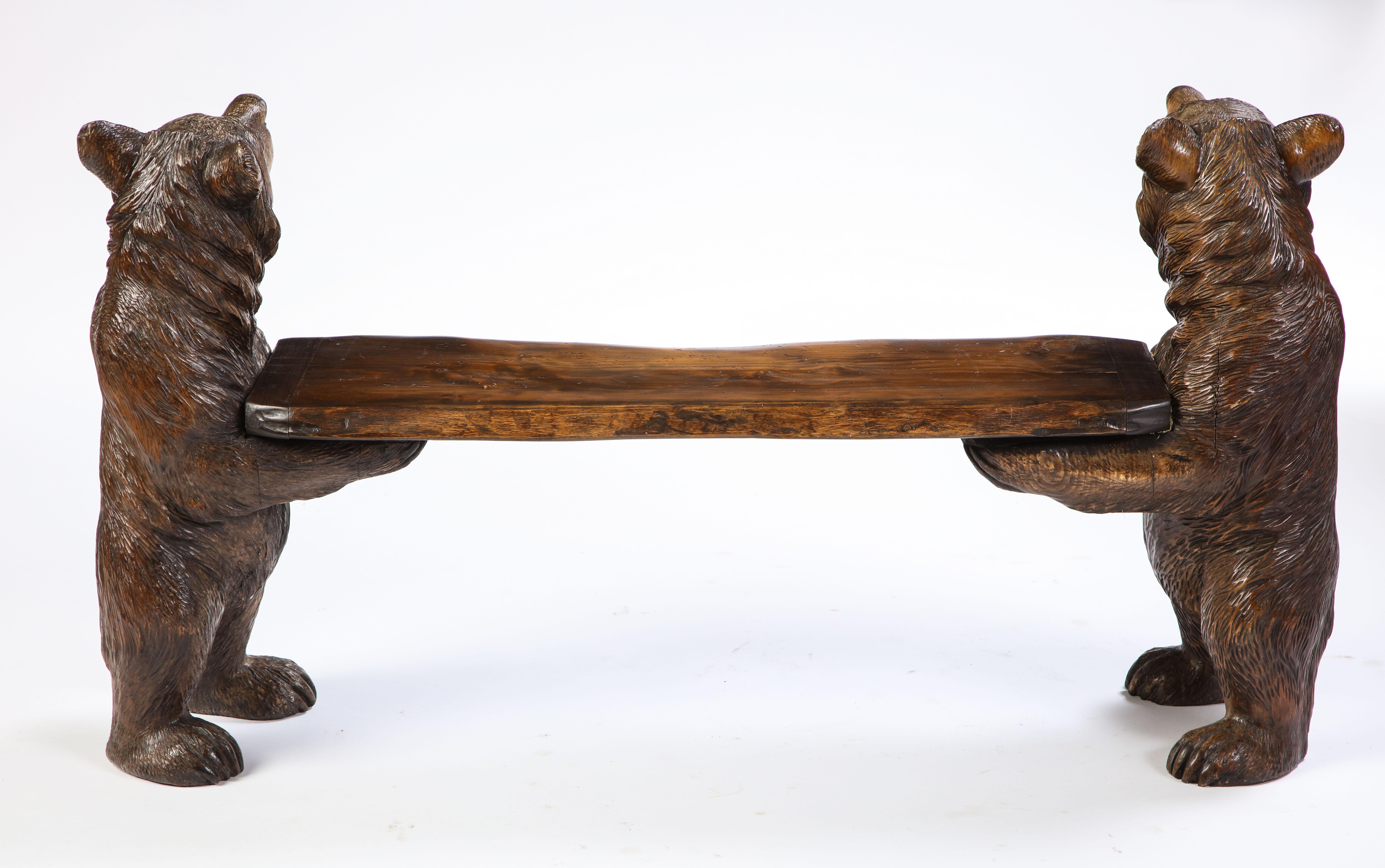 Swiss 'Black Forest' Small Bench, Early 20th Century In Good Condition In New York, NY